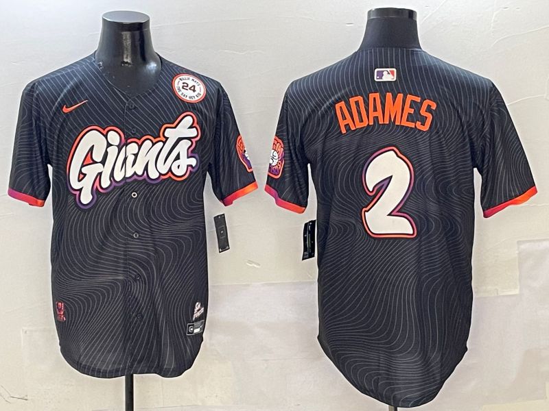 Men San Francisco Giants #2 Adames Black Second generation Joint Name Nike 2025 MLB Jersey style 7